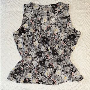 LOFT Faux Wrap Sleeveless Peplum Blouse Medium